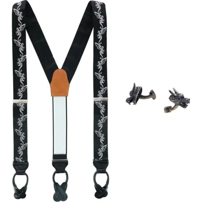 Trafalgar Guardian Of Freedom Silk Brace And Brass Cufflink Set In Black