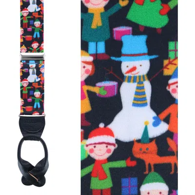 Trafalgar Happy Holidays Children's Gift Exchange Silk Button End Suspenders In Multiple Colors