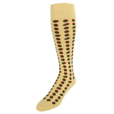 Trafalgar Happy Hour Martini Olives Over The Calf Mercerized Cotton Novelty Socks In Yellow