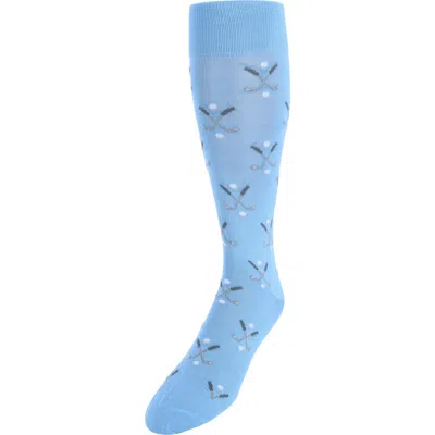 Trafalgar Hole In One Golf Novelty Mercerized Cotton Mid-calf Socks In Light Blue