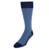 Trafalgar Horatio Cross Hatch Design Mid-calf Mercerized Cotton Socks In Navy With Sky Blue