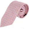 Trafalgar Ignacio Linen Blend Polka Dot Vertical Slant Lined Business Necktie In Pink