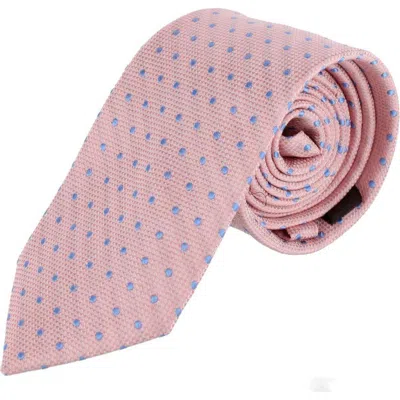Trafalgar Ignacio Linen Blend Polka Dot Vertical Slant Lined Business Necktie In Pink