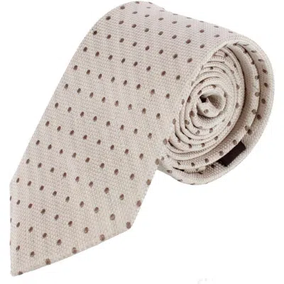 Trafalgar Ignacio Linen Blend Polka Dot Vertical Slant Lined Business Necktie In Neutral
