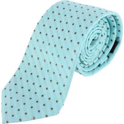 Trafalgar Ignacio Linen Blend Polka Dot Vertical Slant Lined Business Necktie In Blue