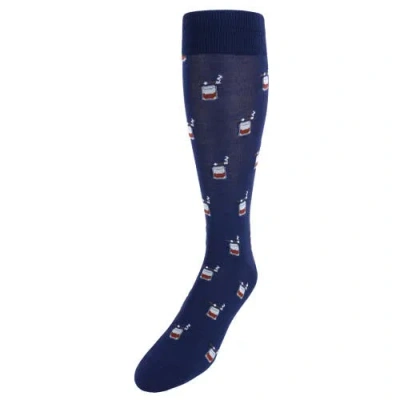 Trafalgar Jack's Bourbon And Cigar Over The Calf Mercerized Cotton Socks In Navy Blue