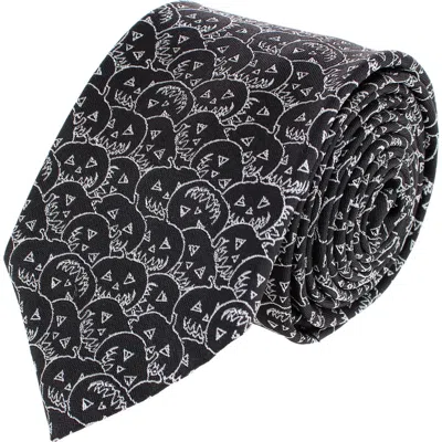 Trafalgar Jack O'lantern Smiley Halloween Novelty Silk Necktie In Black