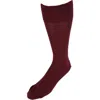 Trafalgar Jasper Mercerized Cotton Ribbed Mid-calf Solid Color Socks In Burgundy