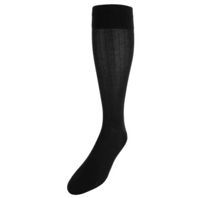 Trafalgar Jasper Ribbed Over The Calf Solid Colour Mercerized Cotton Socks In Black