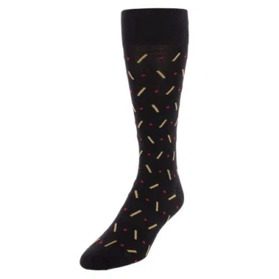 Trafalgar Jevin Dot And Dash Mid-calf Combed Cotton Dress Socks In Black