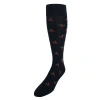 Trafalgar Jolly Holly Over The Calf Holly Christmas Mercerized Cotton Socks In Black With Holly