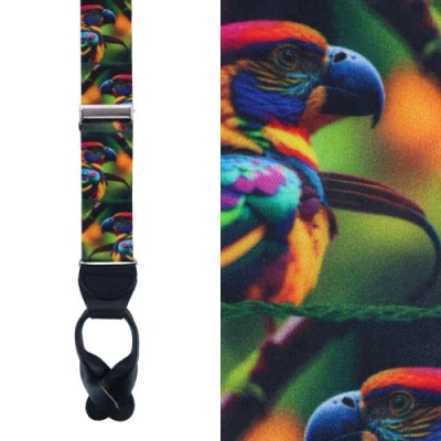 Trafalgar Jungle Parrot Silk Button End Suspenders In Multiple