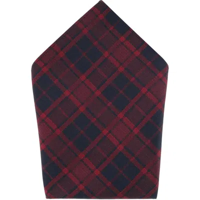 Trafalgar Kincade Red Blackwatch Plaid Silk Pocket Square In Red Plaid