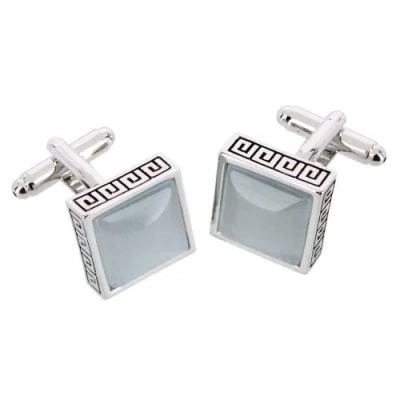 Trafalgar Langford Square Opal Stone Filigree Edged Cufflinks In Metallic
