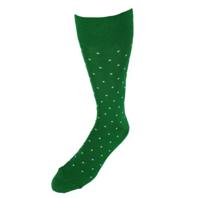 Trafalgar Leo Polka Dot Mercerized Cotton Mid-calf Socks In Green