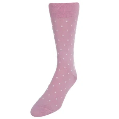 Trafalgar Leo Polka Dot Mercerized Cotton Mid-calf Socks In Pink