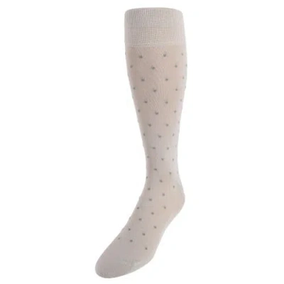 Trafalgar Leo Polka Dot Mercerized Cotton Mid-calf Socks In Tan With Taupe Dots