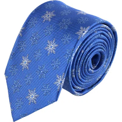 Trafalgar Let It Snow Novelty Snowflake Necktie In Light Blue