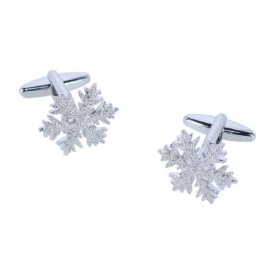 Trafalgar Let It Snow Snowflake Novelty Cufflinks In Silver