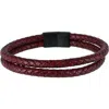 Trafalgar Loose Fit Caleb's Crimson Braided Leather Secure Clasp Bracelet