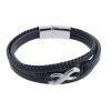 Trafalgar Loose Fit Infinity 3 Band Secure Clasp Leather Bracelet In Silver