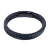 Trafalgar Loose Fit Simple 2 Band Braided Secure Clasp Leather Bracelet In Black