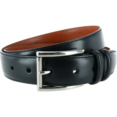 Trafalgar Lorenzo 32mm Dropped Edge Leather Dress Belt In Black