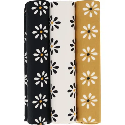 Trafalgar Mary's Rose Daisy Cotton Handkerchiefs In Black/ White/ Gold