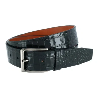 Trafalgar Matisse 35mm Mock Croc Leather Belt In Black