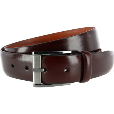 Trafalgar Matteo 35mm Feather Edge Dress Belt In Brown