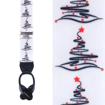 Trafalgar Mccallister Contemporary Christmas Tree Silk Button End Suspenders In White