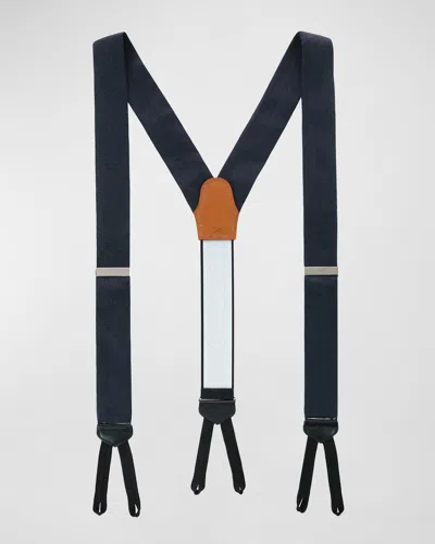 Trafalgar Men & Apos;s Banbury Tonal-paisley Silk Suspender Braces In Black