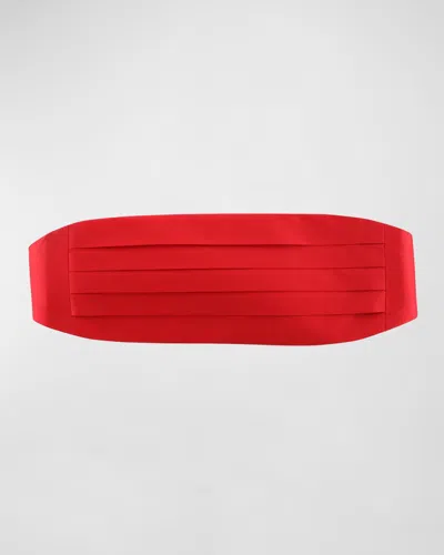 Trafalgar Men & Apos;s Sutton Pleated Satin Cummerbund In Red