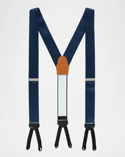 Trafalgar Men & Apos;s Sutton Solid Silk Suspender Braces In Navy