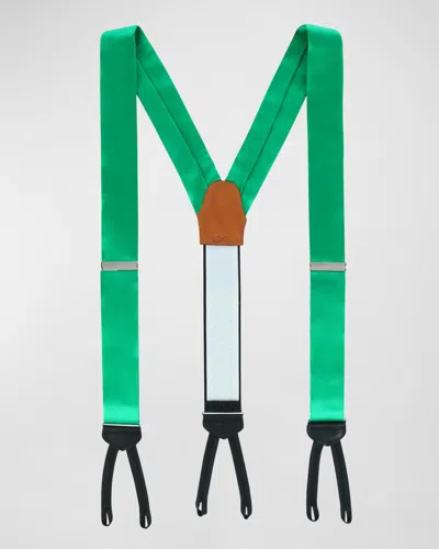 Trafalgar Men & Apos;s Sutton Solid Silk Suspender Braces In Royal Green