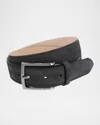 Trafalgar Armando Italian Suede 35mm Feathered Edge Belt In Gray