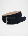 Trafalgar Men's Armando Suede Belt, 35mm In Navy Blue
