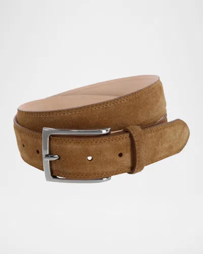Trafalgar Men's Armando Suede Belt, 35mm In Tan