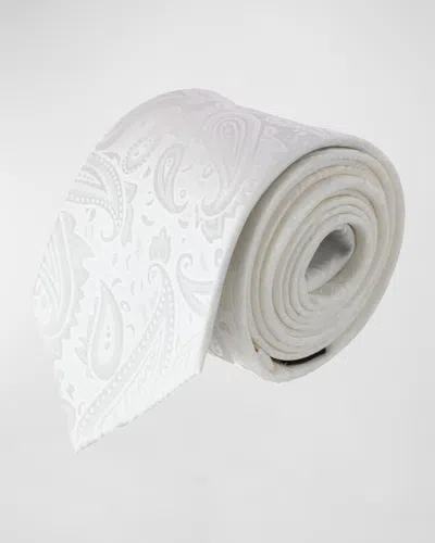 Trafalgar Men's Banbury Paisley Silk Necktie In White
