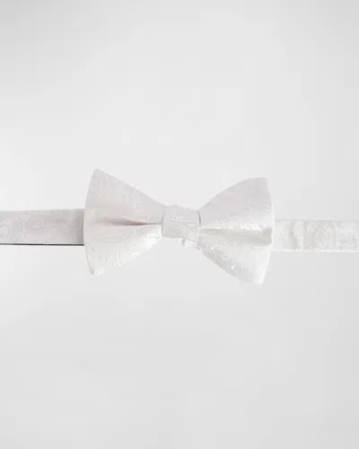Trafalgar Men's Banbury Tonal Paisley Silk Bow Tie In White