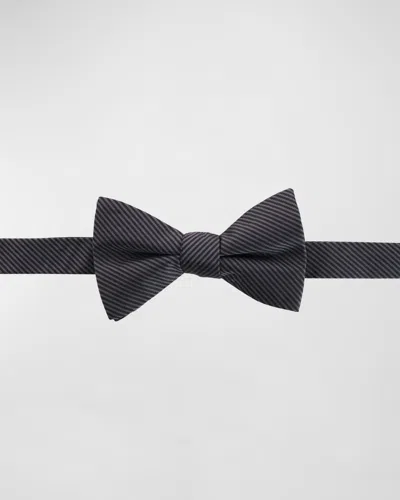 Trafalgar Leyton Stripe Pre-tied Silk Bow Tie In Graphite