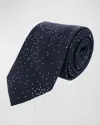 Trafalgar Men's Mystere Silk Metallic Polka Dot Tie In Black