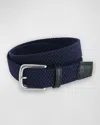 Trafalgar Big & Tall Riverside Solid Stretch Weave Belt In Navy