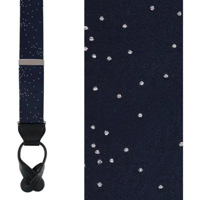 Trafalgar Mystere Metallic Star Light Silk Button End Suspenders In Navy