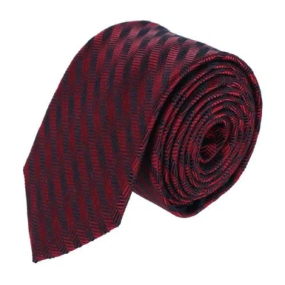 Trafalgar Nathanial Regal Patterned Diagonal Line Silk Business Necktie In Red