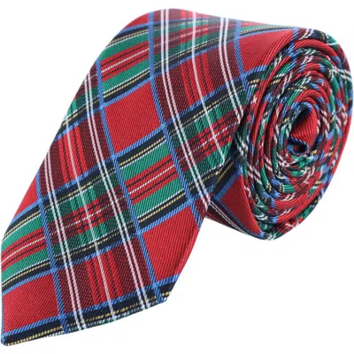 Trafalgar Nicholas Tartan Plaid Silk Necktie In Red Tartan Plaid