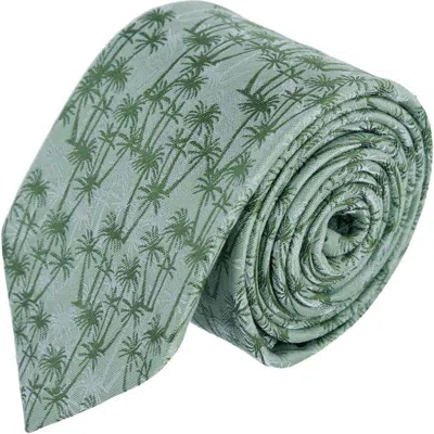 Trafalgar Nohea Palm Tree Linen Blend Novelty Necktie In Green