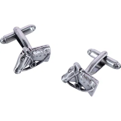 Trafalgar Off To The Races Horse Head Novelty Cufflinks In Silver