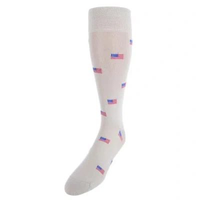 Trafalgar Old Glory American Flag Mercerized Cotton Mid-calf Socks In Tan