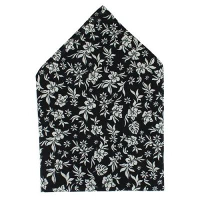 Trafalgar Oleander Floral And Vine Patterned Handkerchief In Black